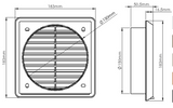 150mm Brown Louvered Grille Vent *6" Spigot*