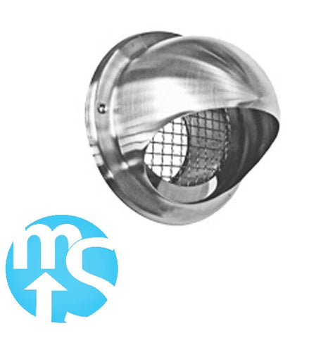 Stainless Steel 100mm (4") Bull Nose Vent *Low resistance with internal SS mesh*