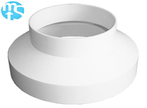 150mm to 125mm (6" to 5") White Plastic Ducting Reducer