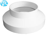 125mm to 100mm (5" to 4") White Plastic Ducting Reducer