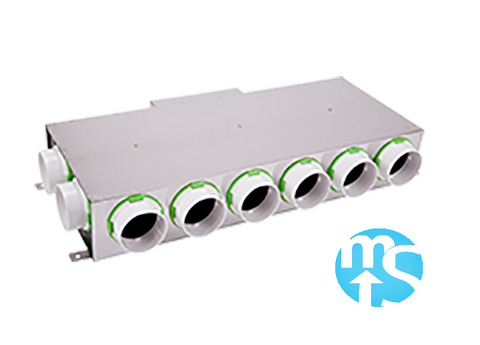 10 Port Horizontal Acoustically Lined Manifold with 220mm x 90mm Rear Input *4 x 75mm Side Spigots*