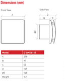 Domus D-dMEV 150 - 6" Extract Fan with Humidistat and Timer